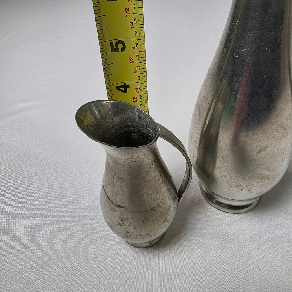 Royal Holland Pewter Daalderop Pitcher &‎ Creamer Set Mid Century Modern Holland